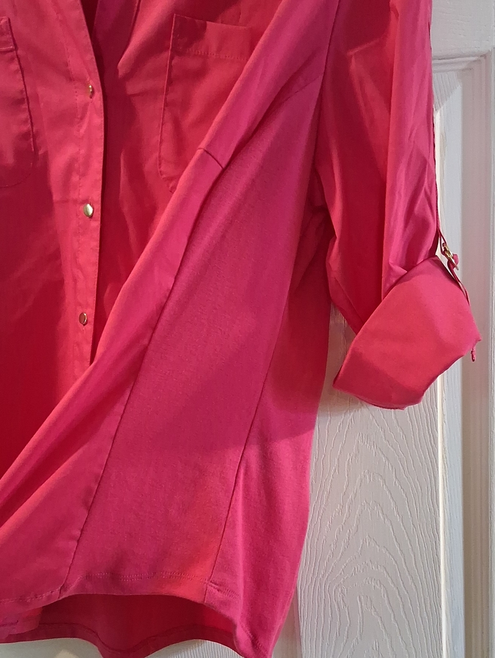 Zac & Rachel Bright Pink Button-Down Roll Sleeve Shirt - Picture 3 of 4